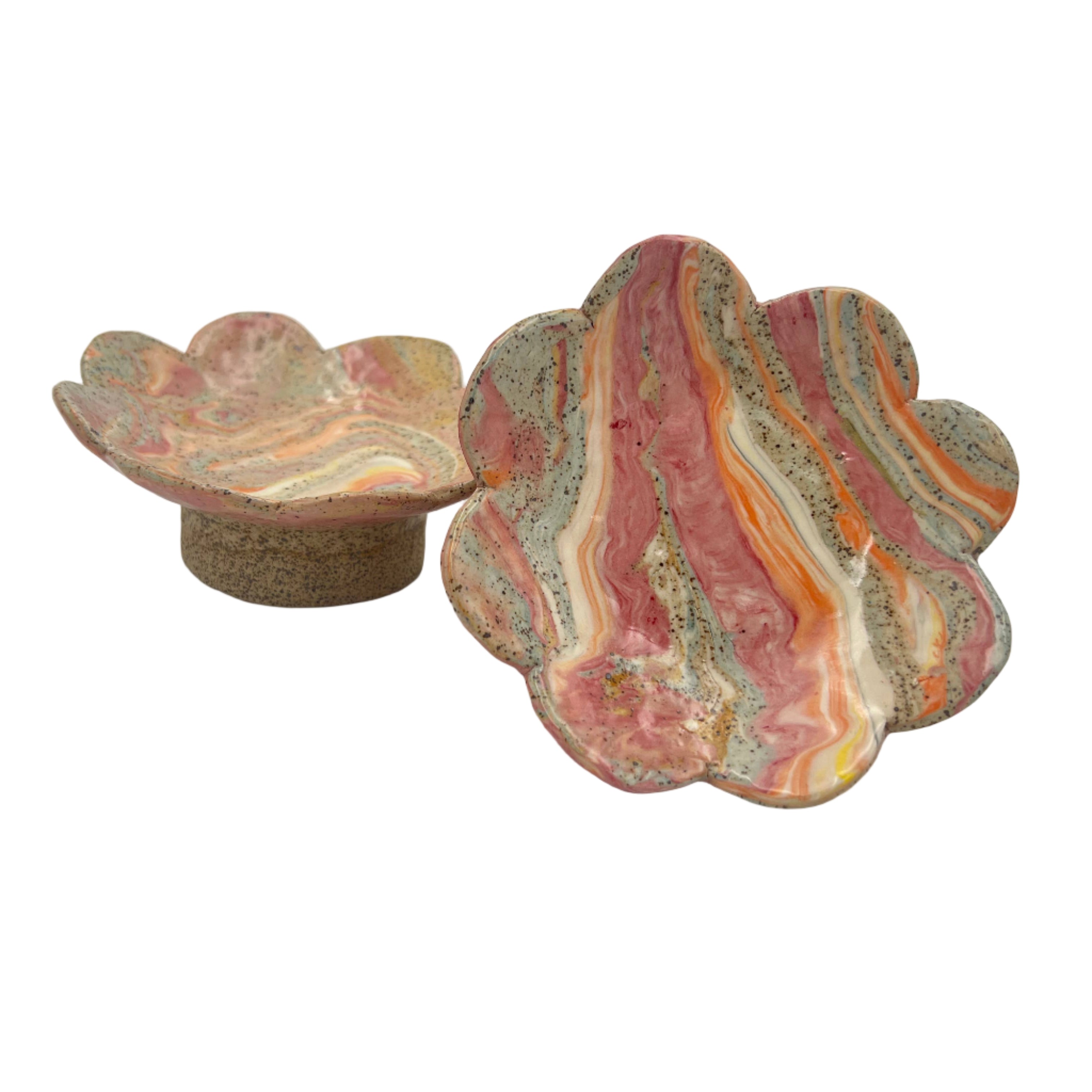 Elevated Nerikomi Petal Dish: Warm