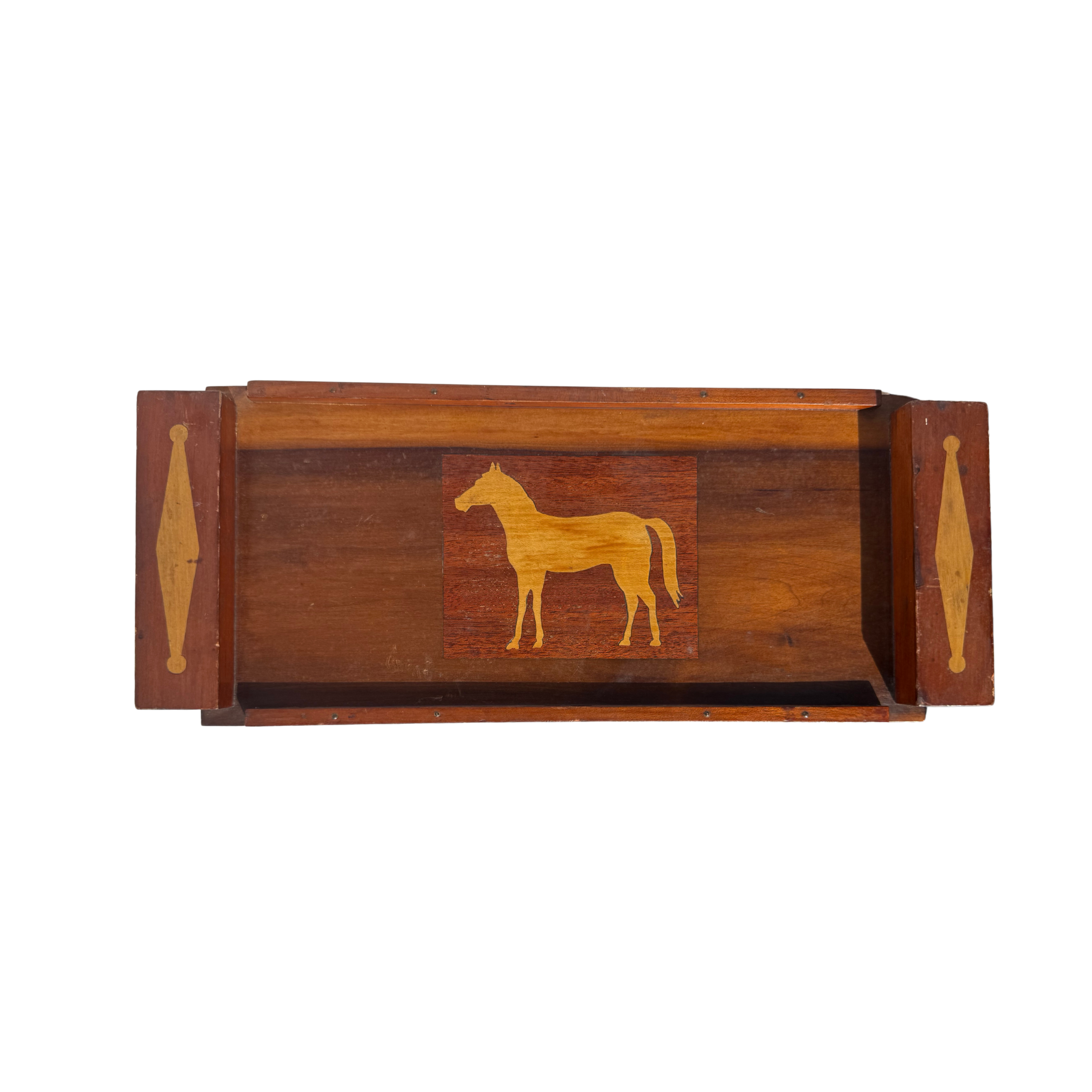 Inlaid Wooden Horse Tray