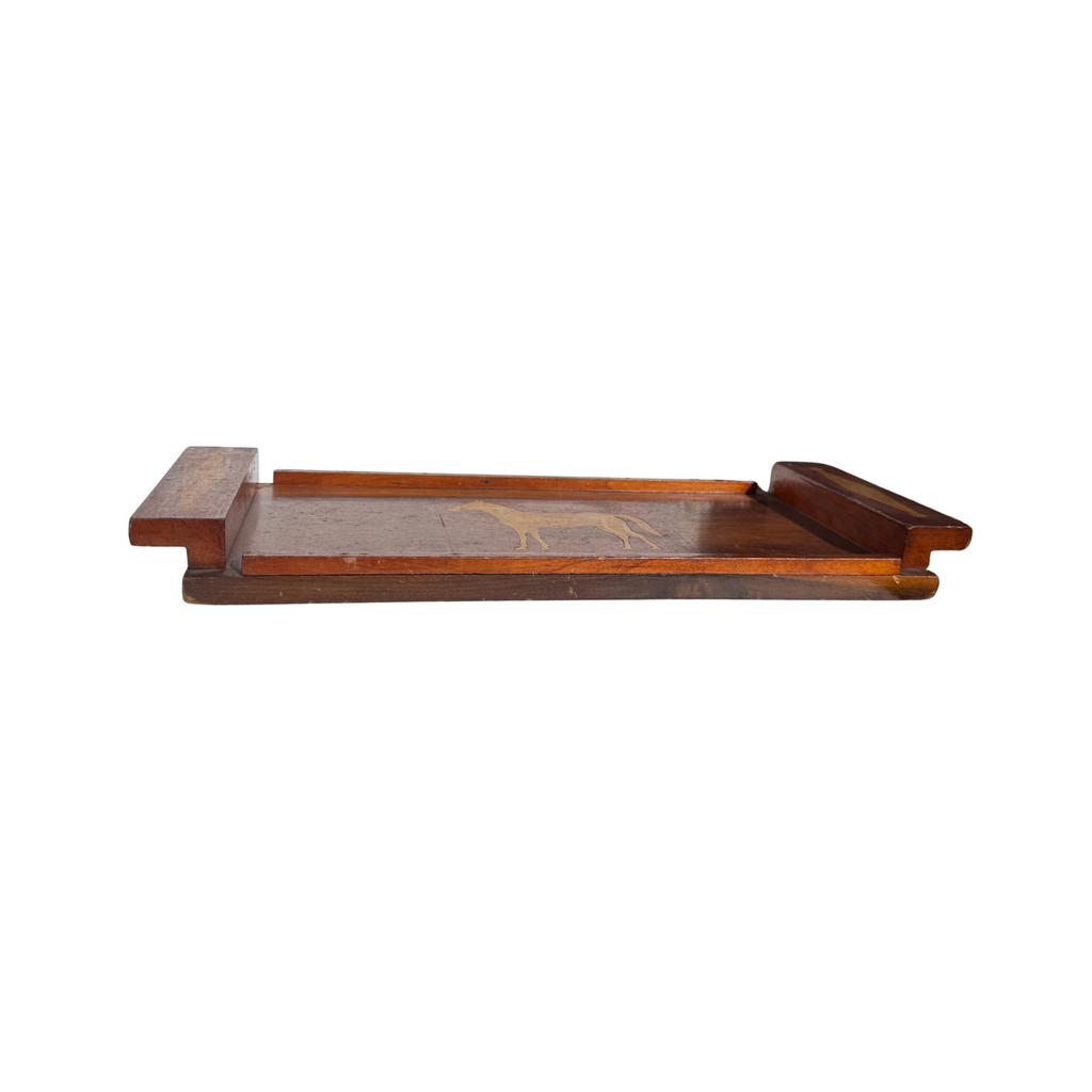 Inlaid Wooden Horse Tray