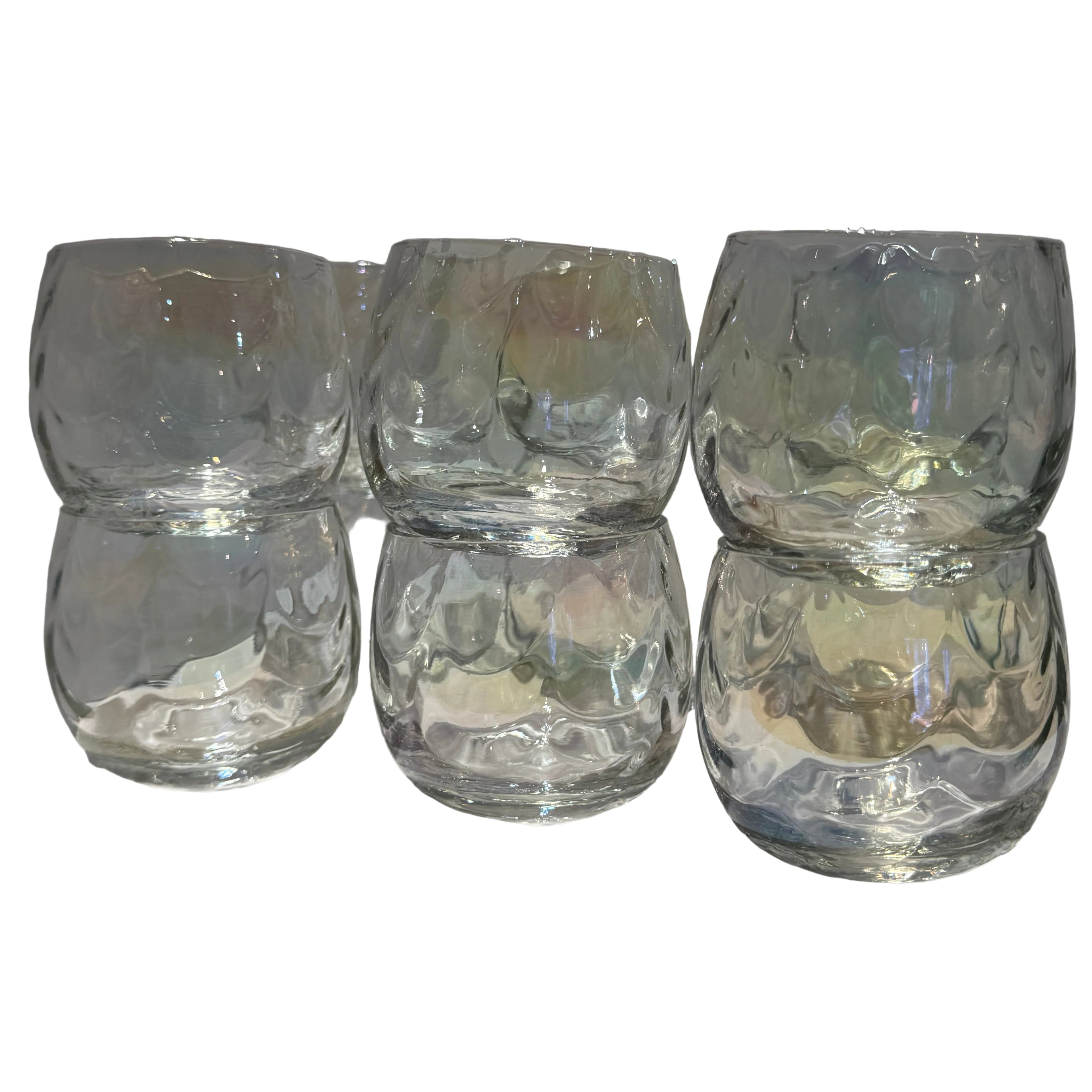 Vintage Iridescent Punch Bowl & Set of 12 Cups