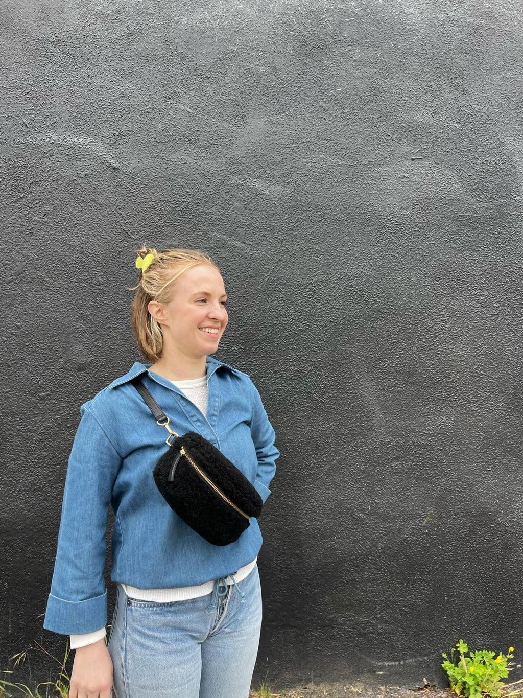 Bum Bag - Black Shearling