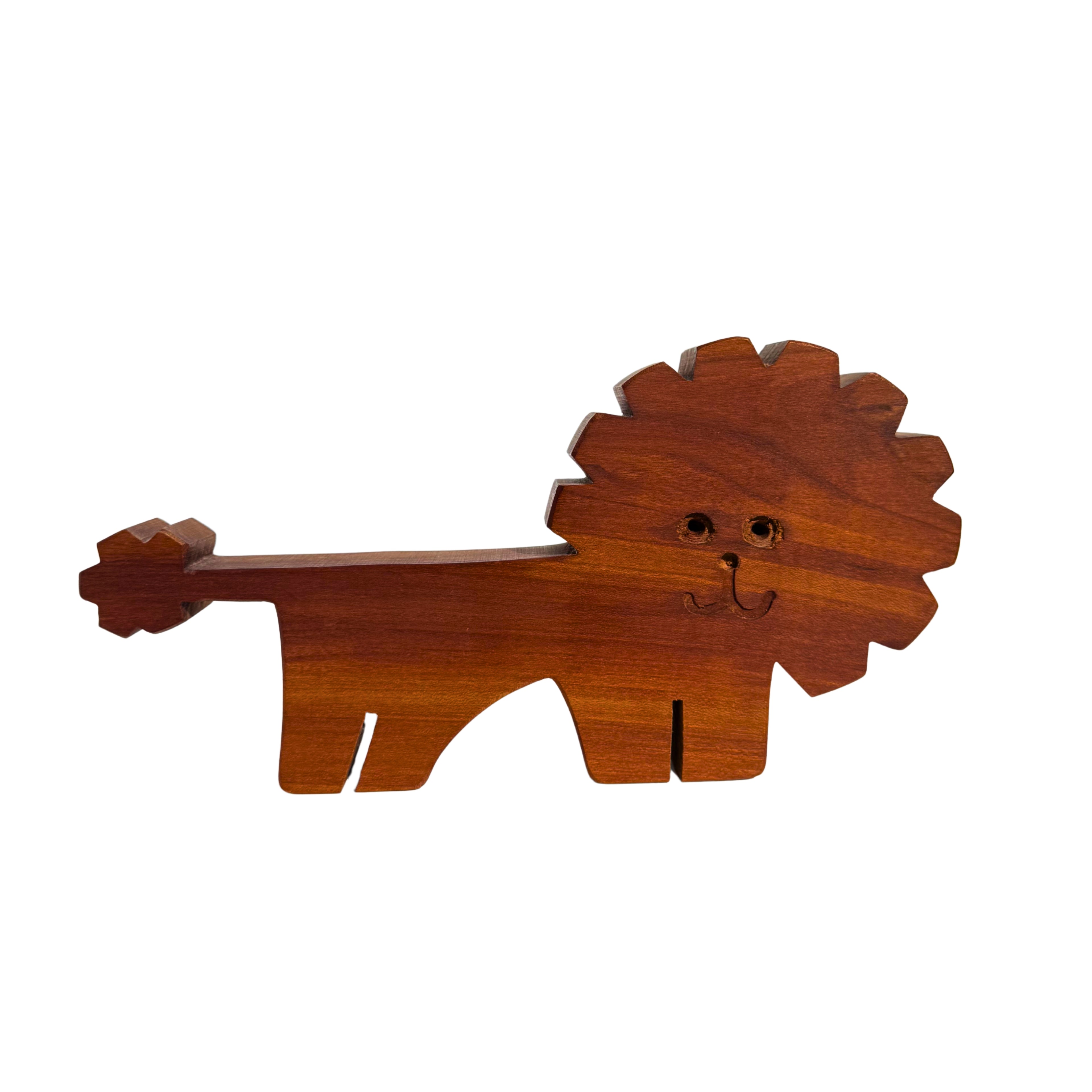 Mid Century Wood Lion Figurine