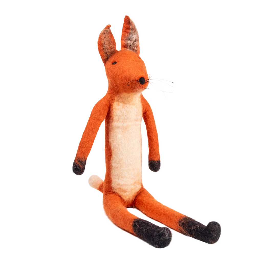 Felted Wool Stuffed Animal Fox - Large