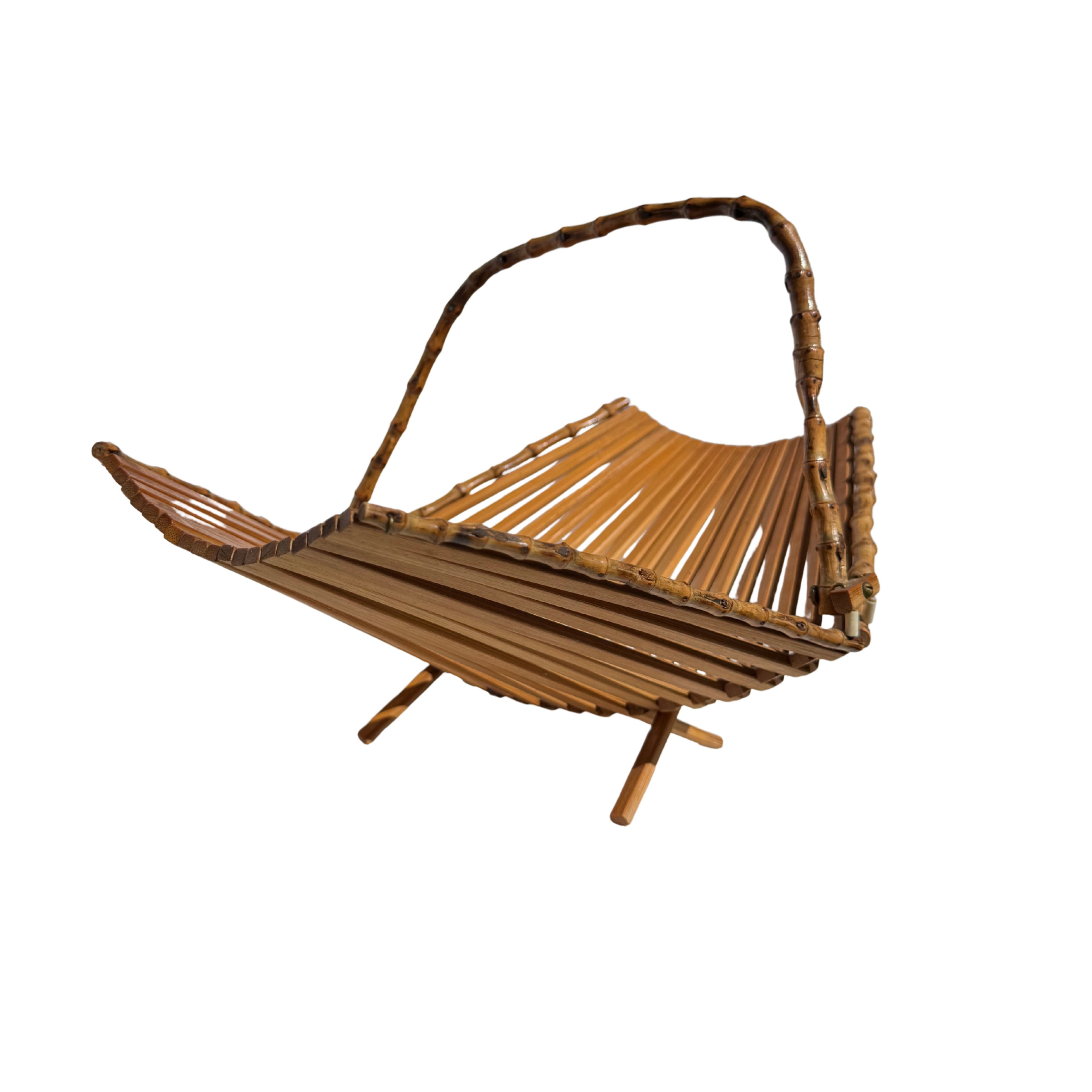 Folding Bamboo Basket with Handle