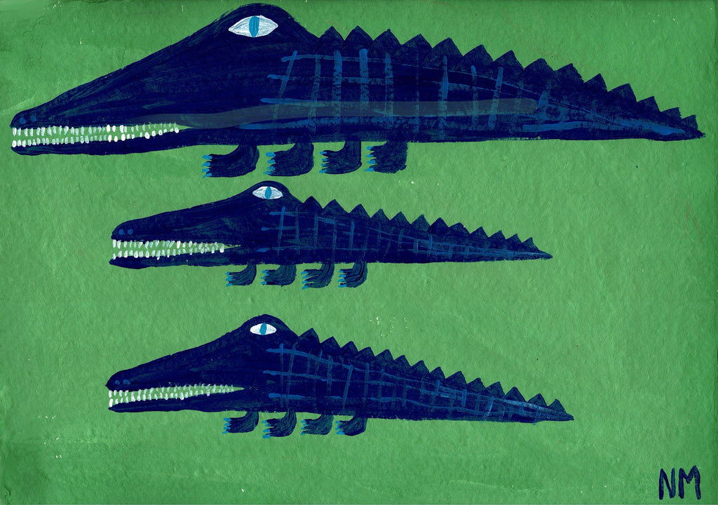 Nancy McKie Blue Crocodiles Print