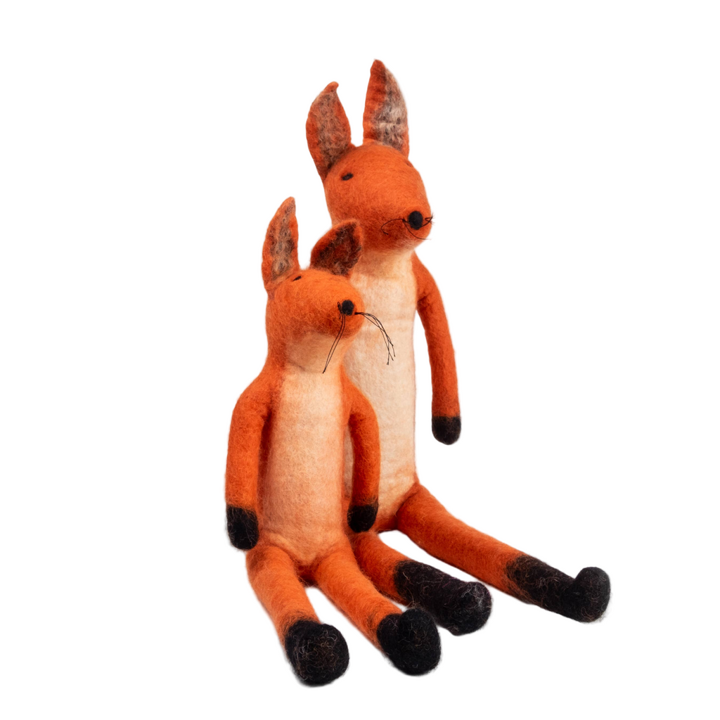 Felted Wool Stuffed Animal Fox - Large