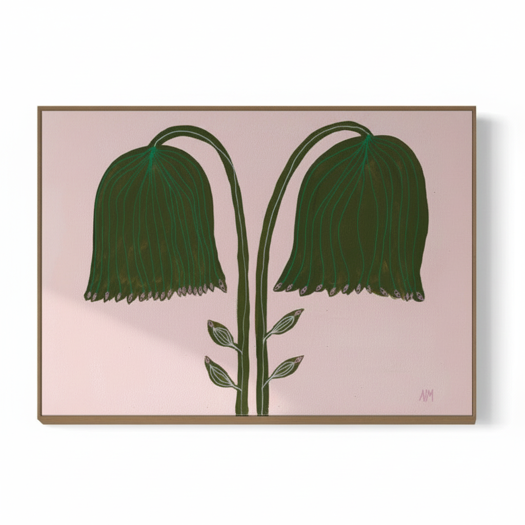 Nancy McKie Two Green Flowers Print