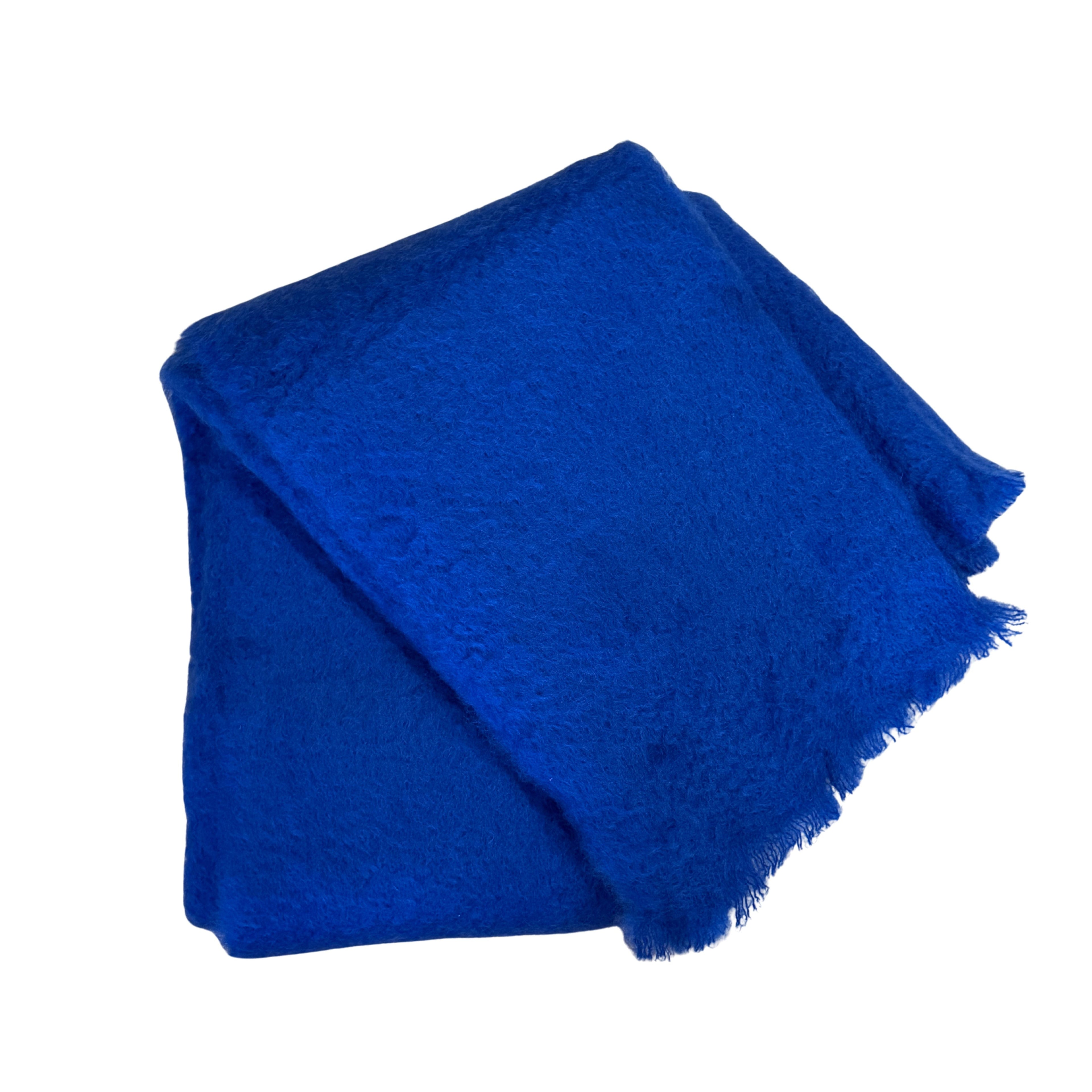 Blue Mohair Throw Blanket