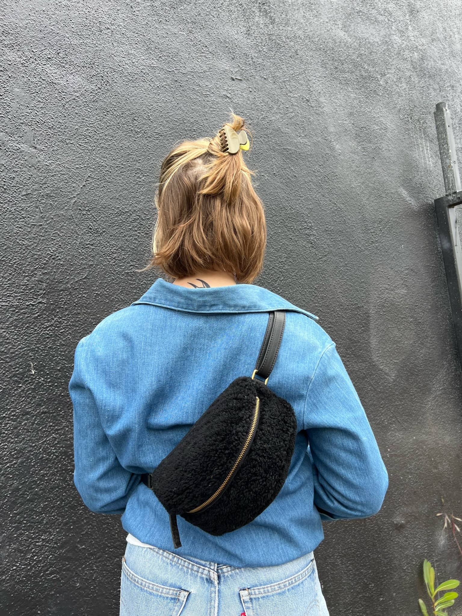 Bum Bag - Black Shearling