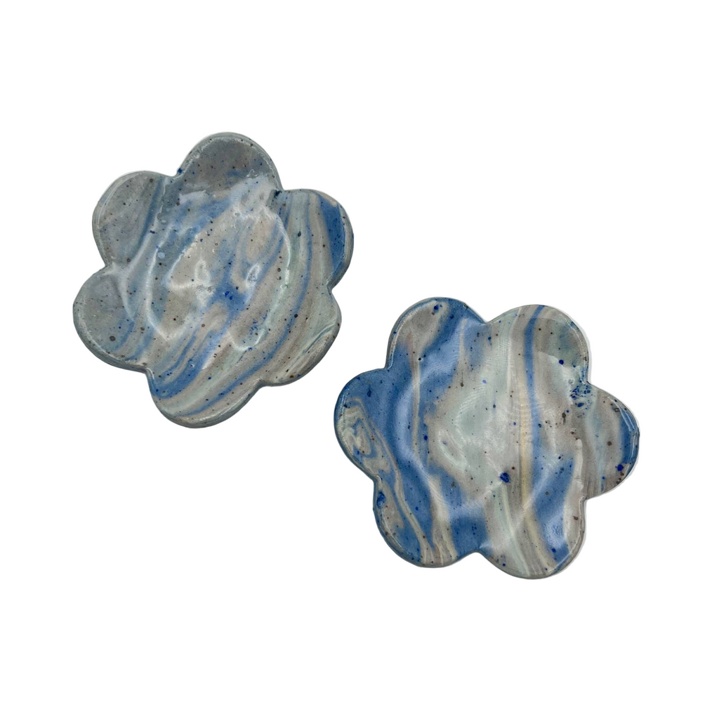 Small Nerikomi Blue Petal Plate
