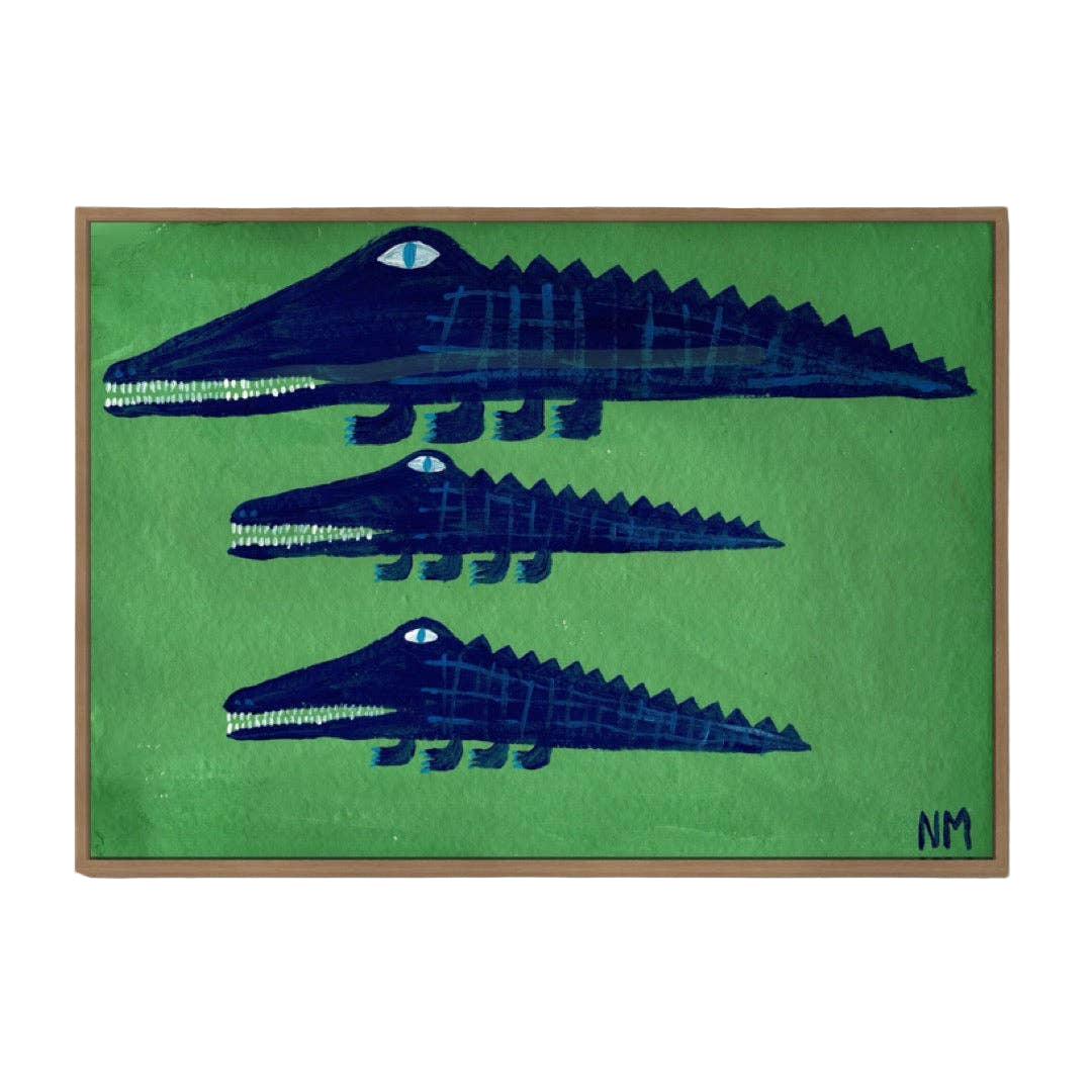 Nancy McKie Blue Crocodiles Print