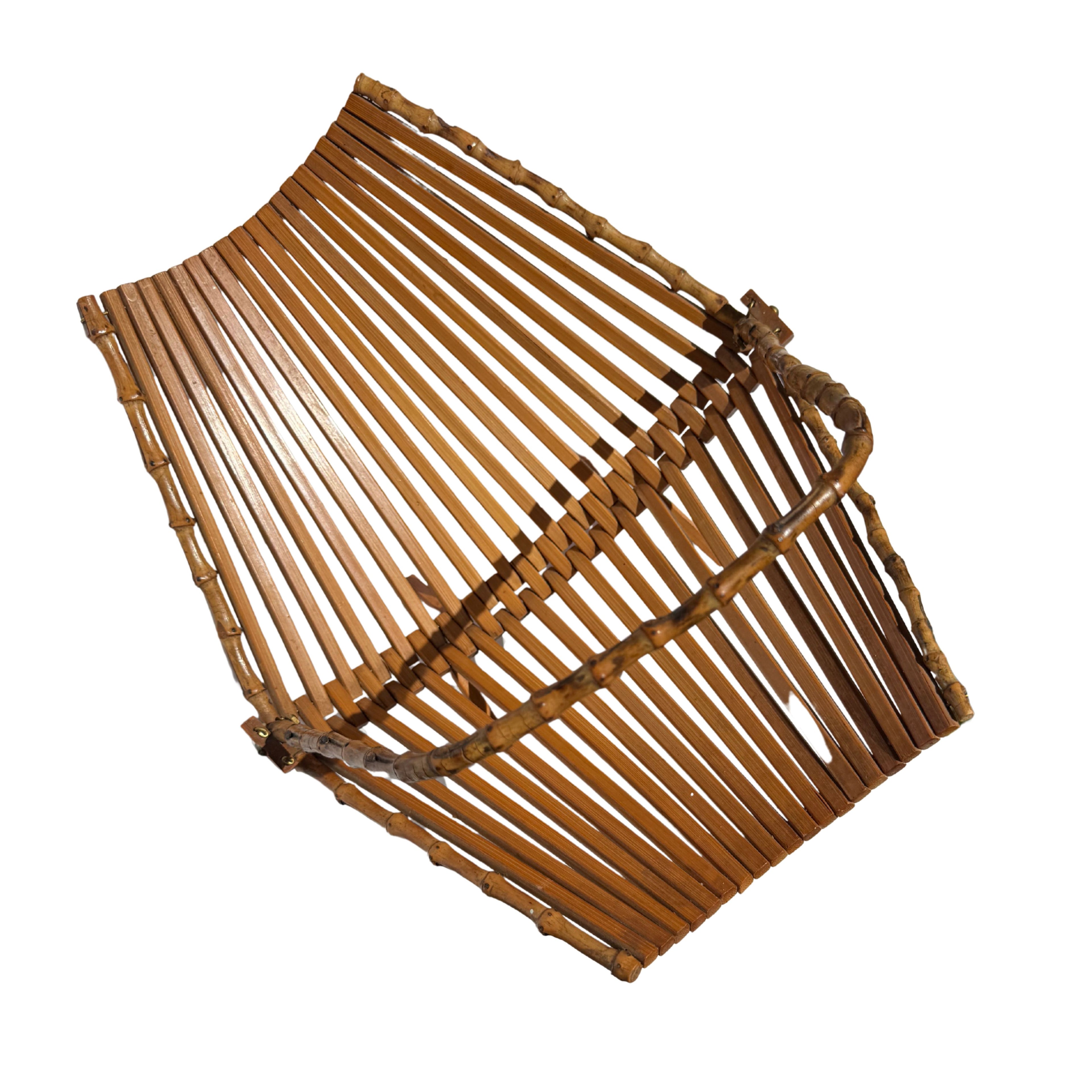 Folding Bamboo Basket with Handle