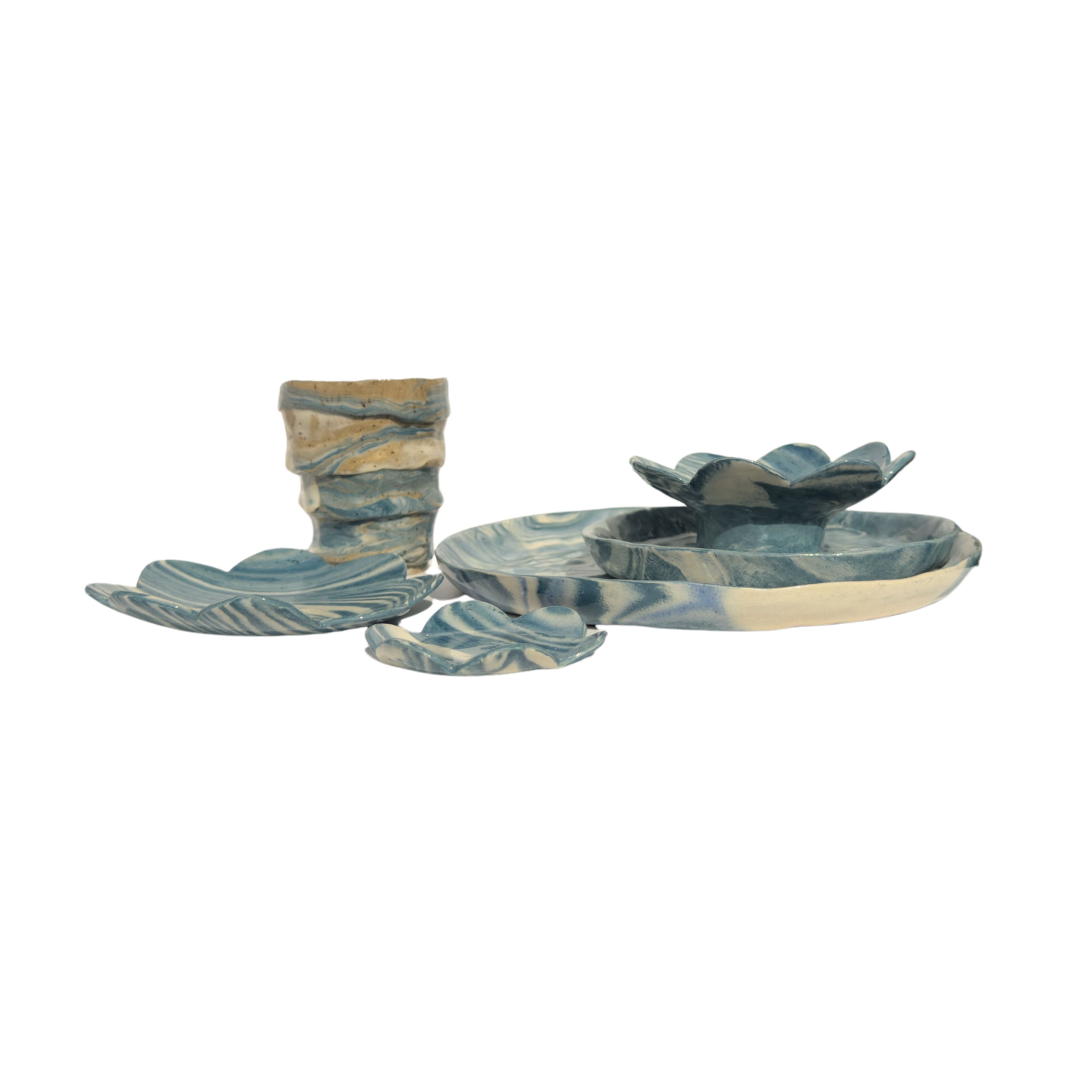 Large Nerikomi Plate: Blue