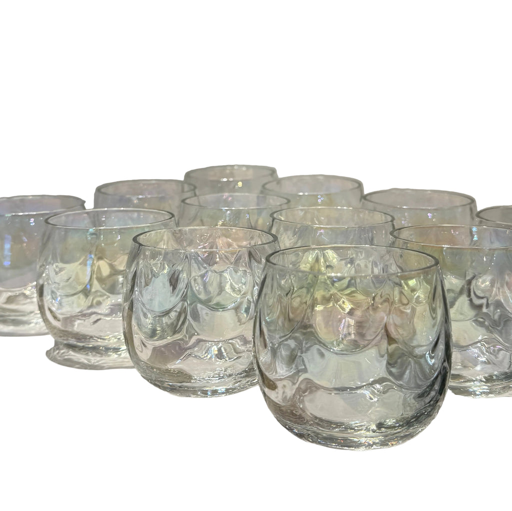 Vintage Iridescent Punch Bowl & Set of 12 Cups