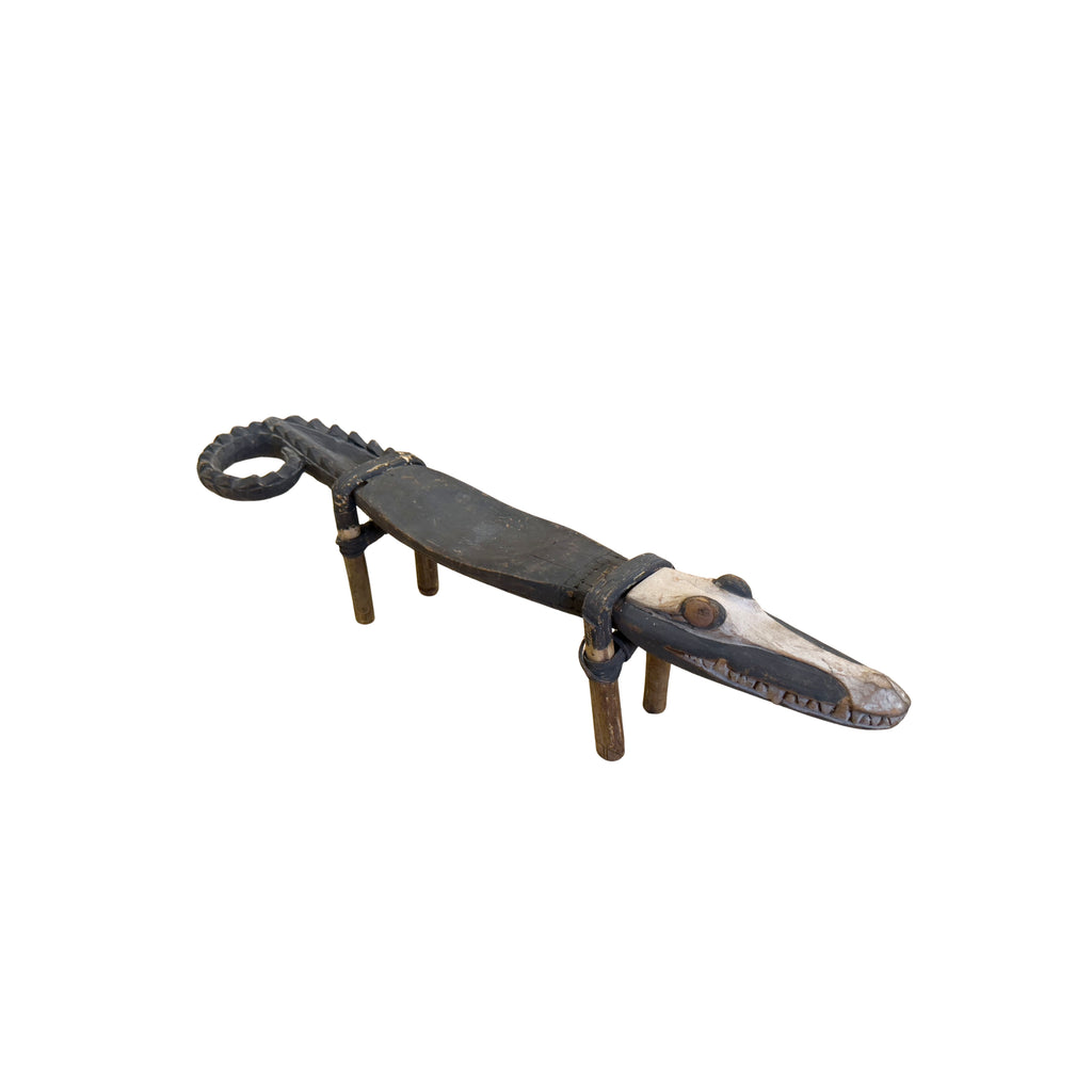 Hand-carved Crocodile Headrest