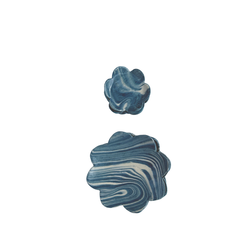 Large Nerikomi Petal Dish: Blue