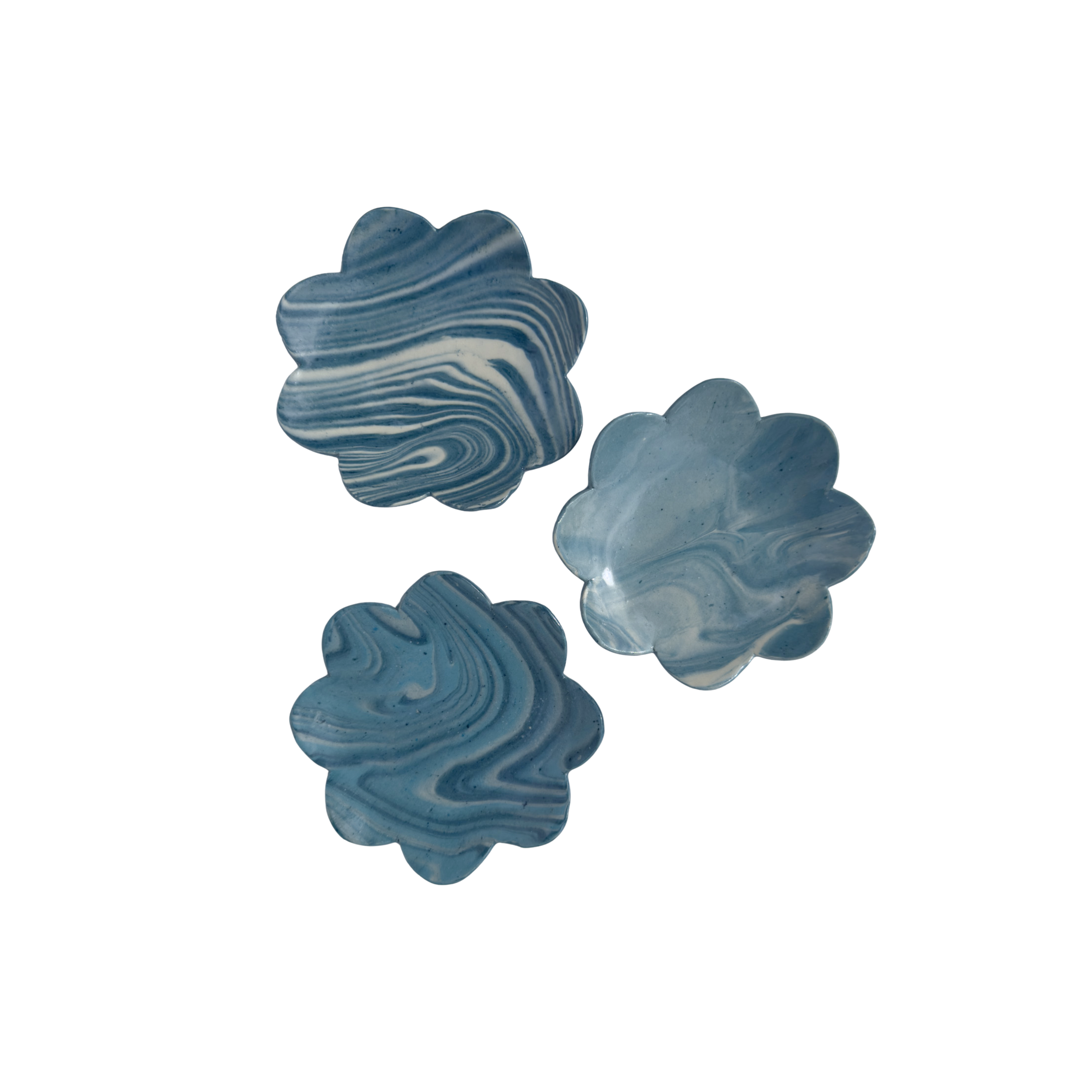 Large Nerikomi Petal Dish: Blue