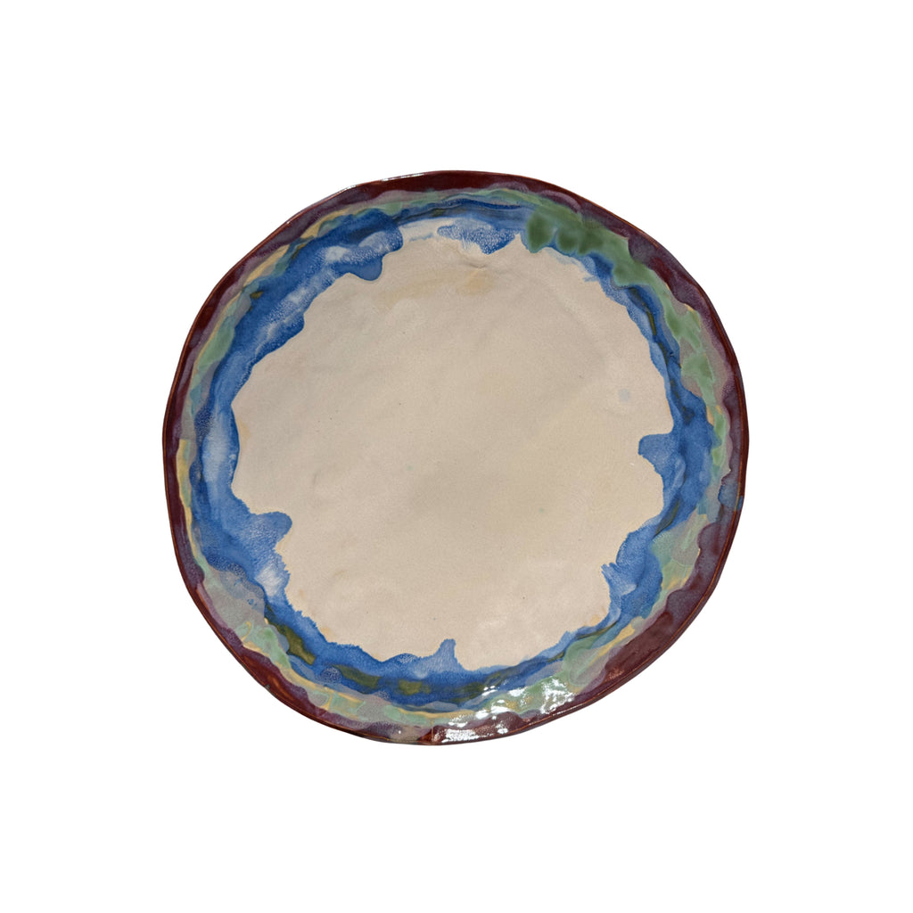 Tivoli Tile Works Blue Rimmed Serving Bowl