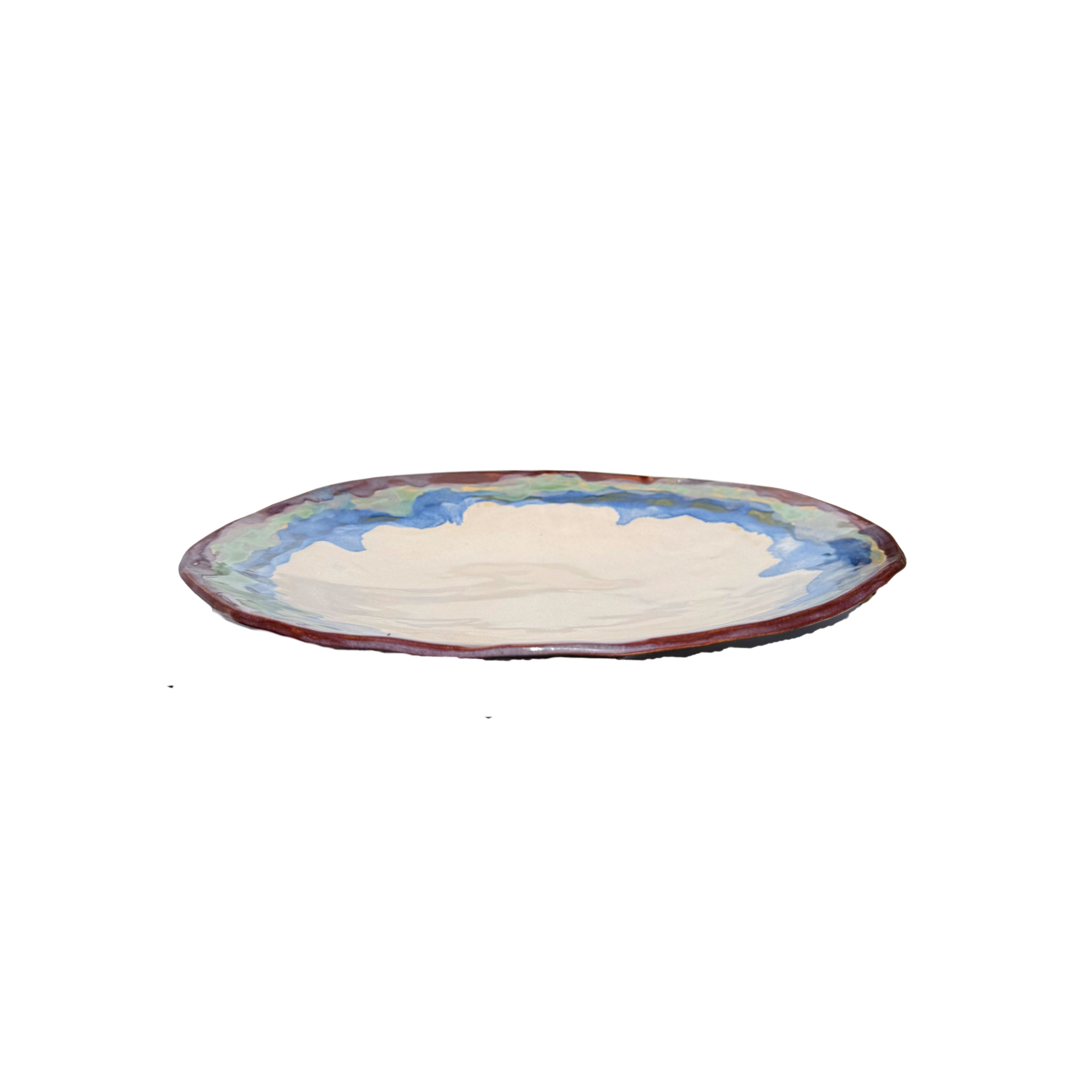 Tivoli Tile Works Blue Rimmed Serving Bowl