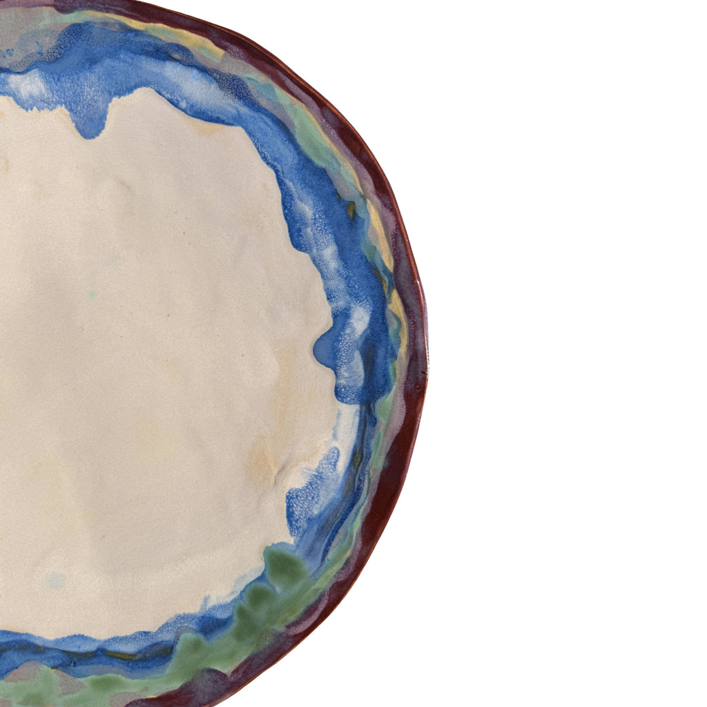 Tivoli Tile Works Blue Rimmed Serving Bowl