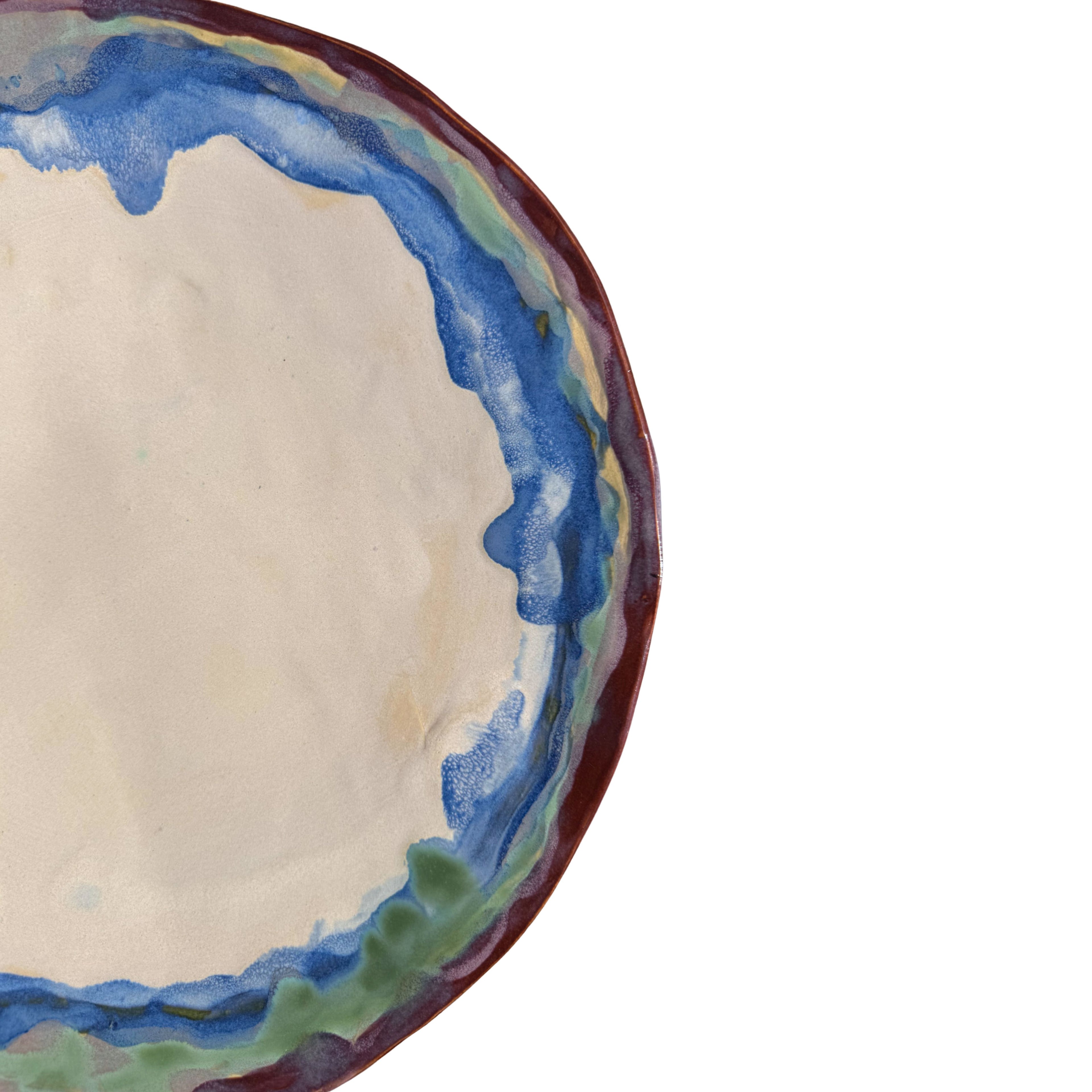 Tivoli Tile Works Blue Rimmed Serving Bowl