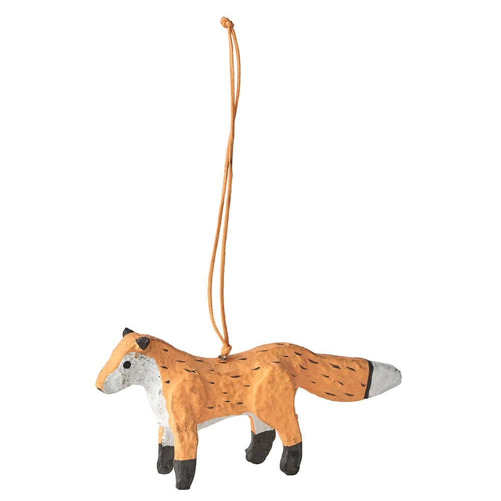 Paper Mache Fox Ornament