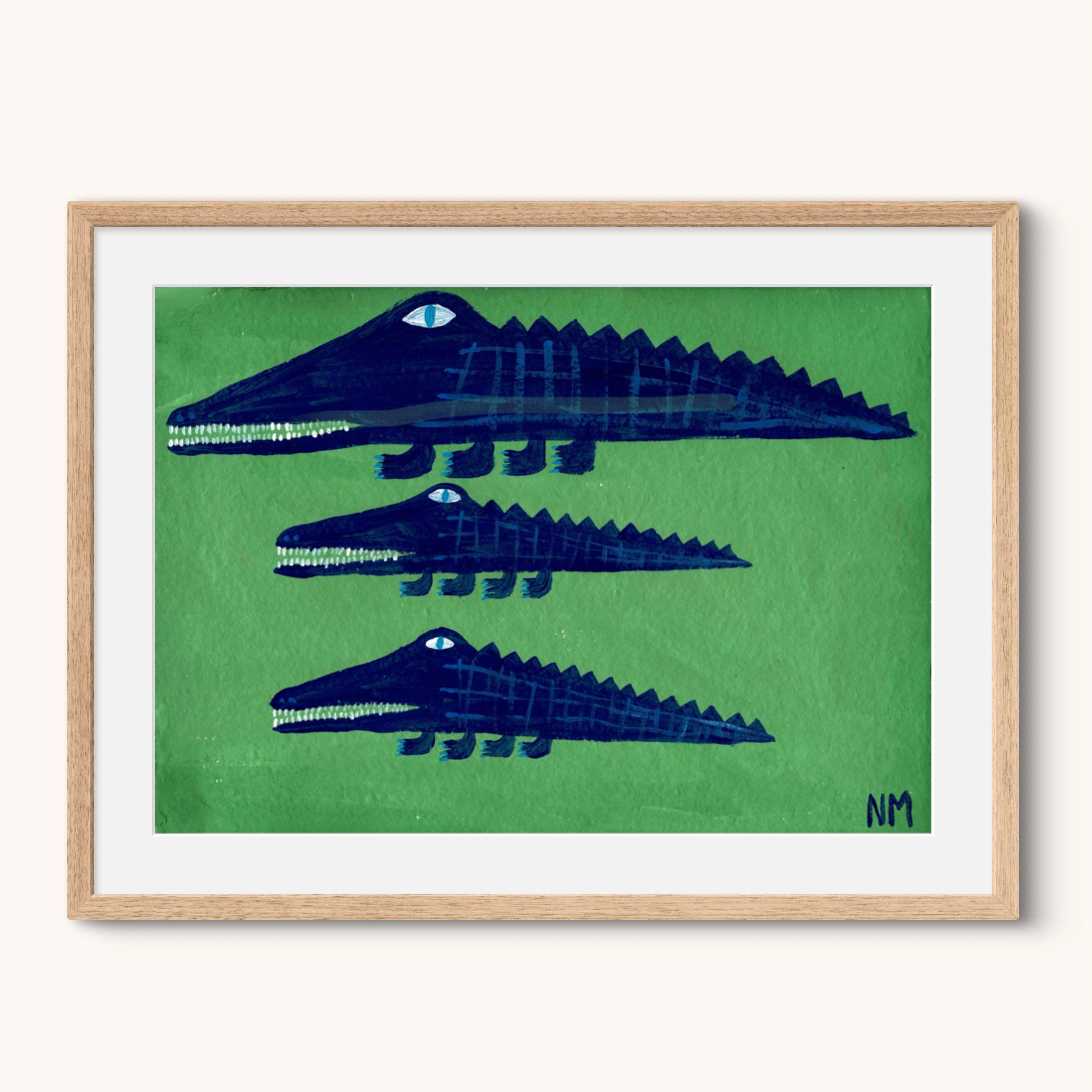 Nancy McKie Blue Crocodiles Print