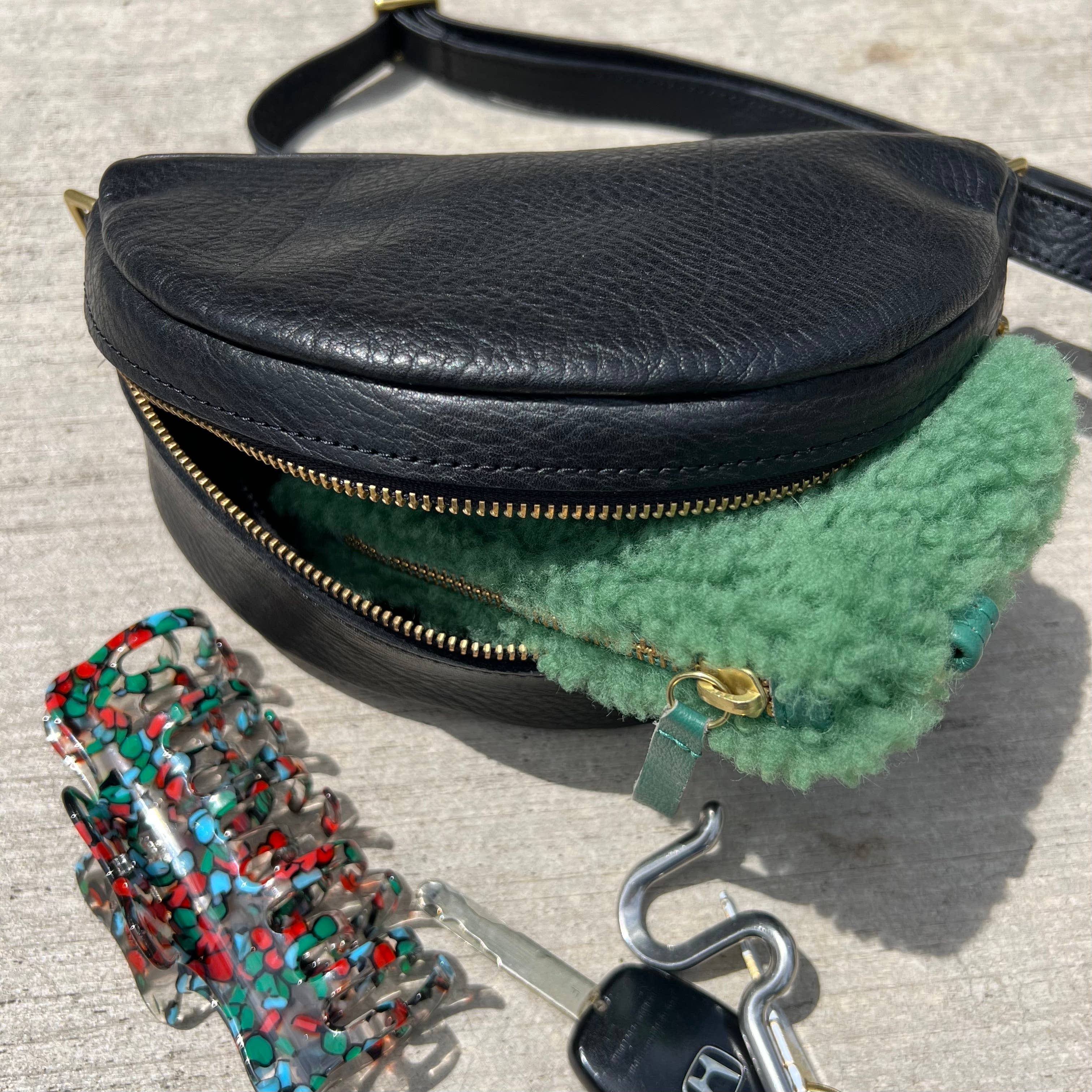 Bum Bag - Black Shearling